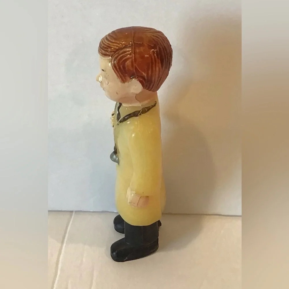 Vintage Doctor Figurine Caketopper with Coat and Black Pants